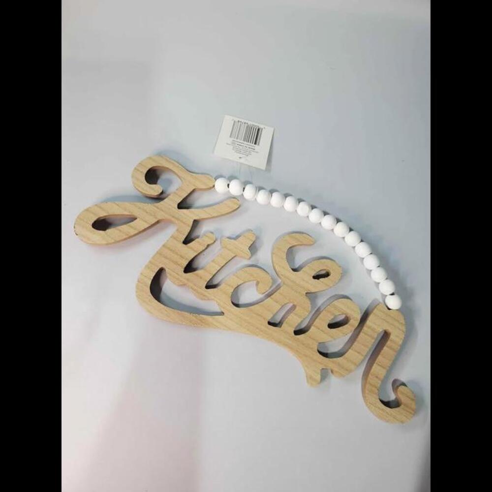 Kitchen Wood Sign Accent With Beads